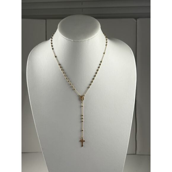 Dyadema Italy Vermeil Sterling Silver Dainty Rosary Cross Necklace 18" - Picture 8 of 12
